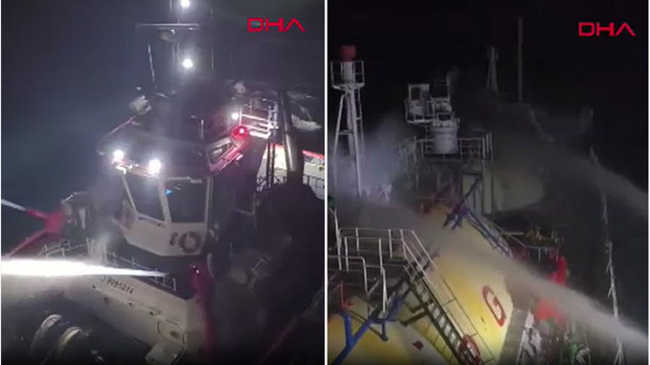 Karadeniz'de dron saldırısına uğrayan LPG tankeri, tamir için Trabzon'a ulaştı