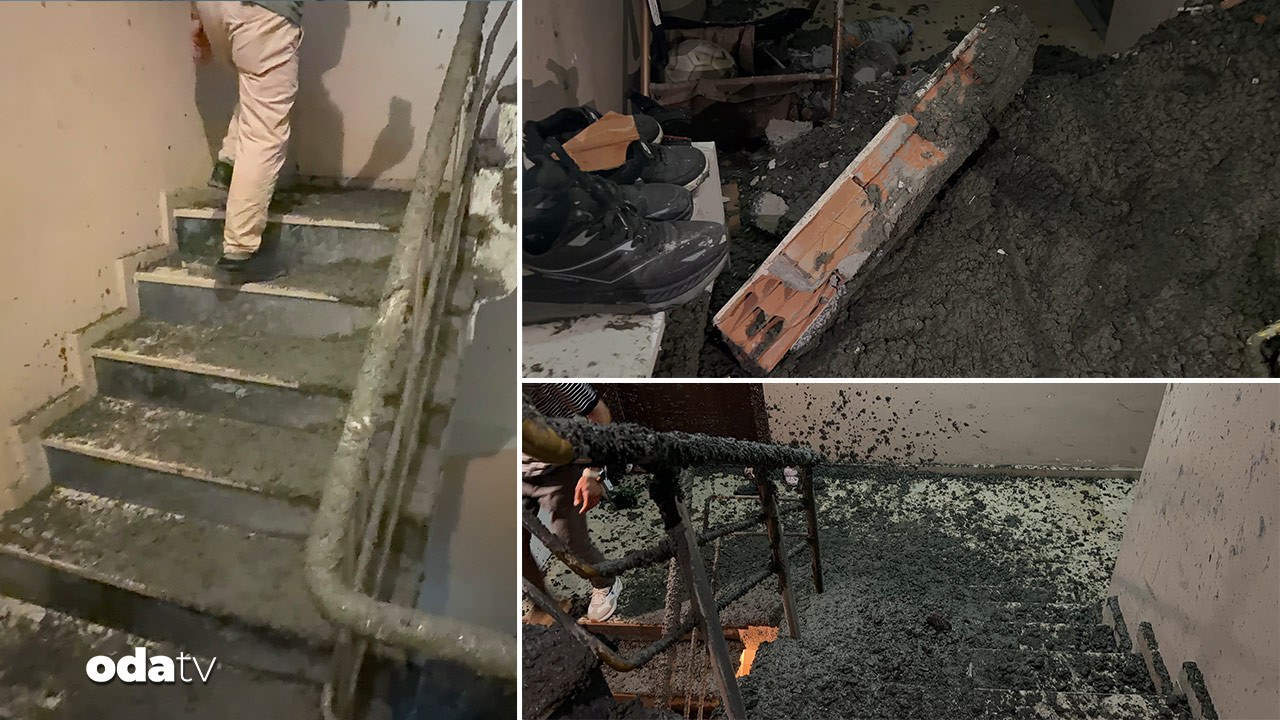 Faciadan dönüldü: Yüzlerce kilo beton, binaya doldu