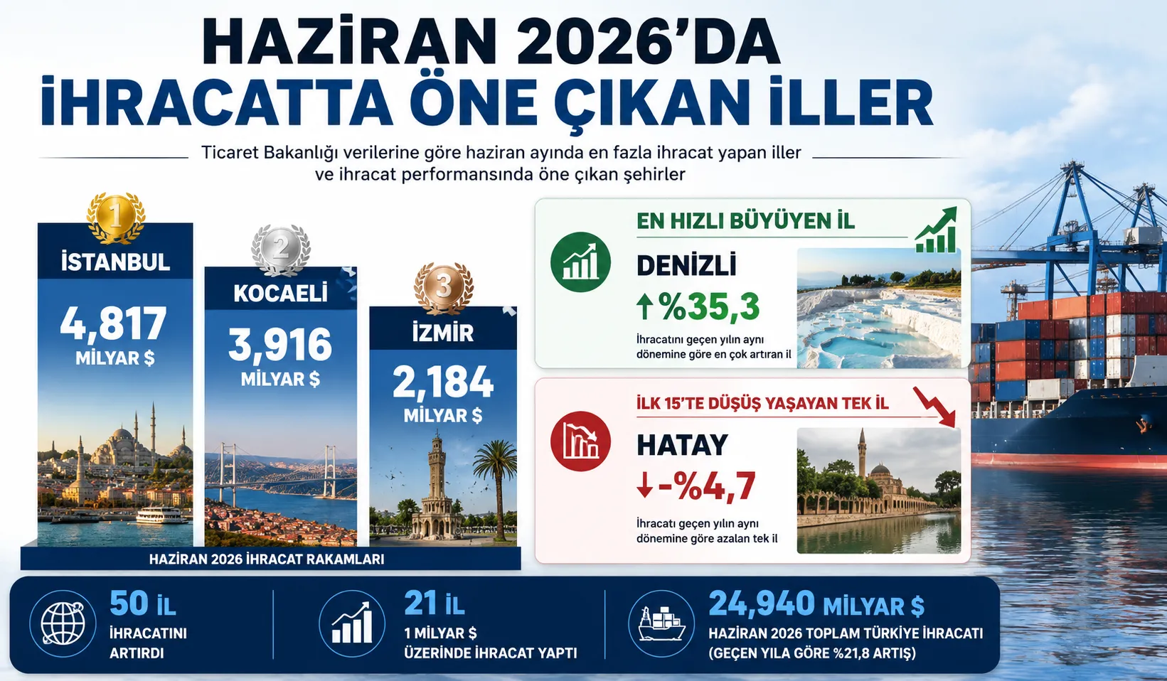 İhracat yılın ilk yarısında 136 milyar doları aştı! Zirvede hangi iller var?