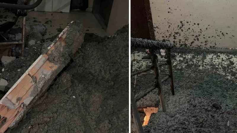 Arnavutköy’de inşaatta beton dökülürken 6 katlı binanın duvarı patladı: Yüzlerce kilo beton bina içerisine doldu